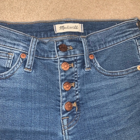 Madewell 9” Mid Rise Skinny Cropped Button Down Jeans in Medium Wash Size 25 - Picture 7 of 9